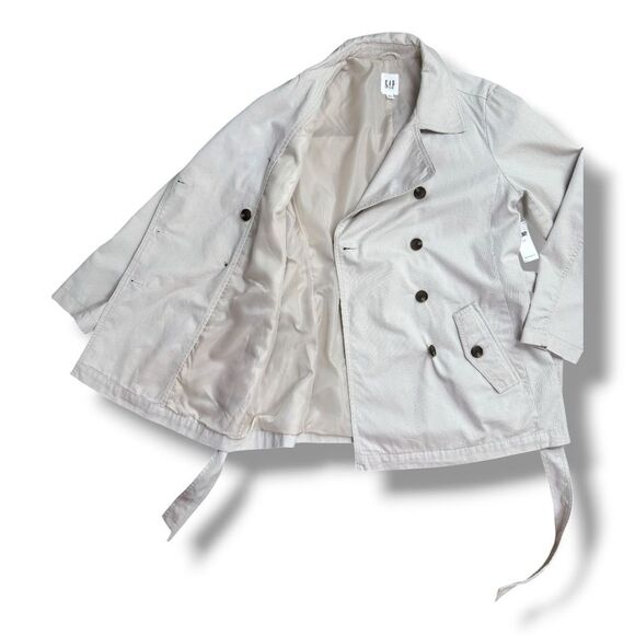 NWT GAP Factory Women's Light Tan Trench Coat SZ PETITE LARGE - Picture 7 of 11